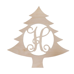 Christmas Tree Wood Monogram