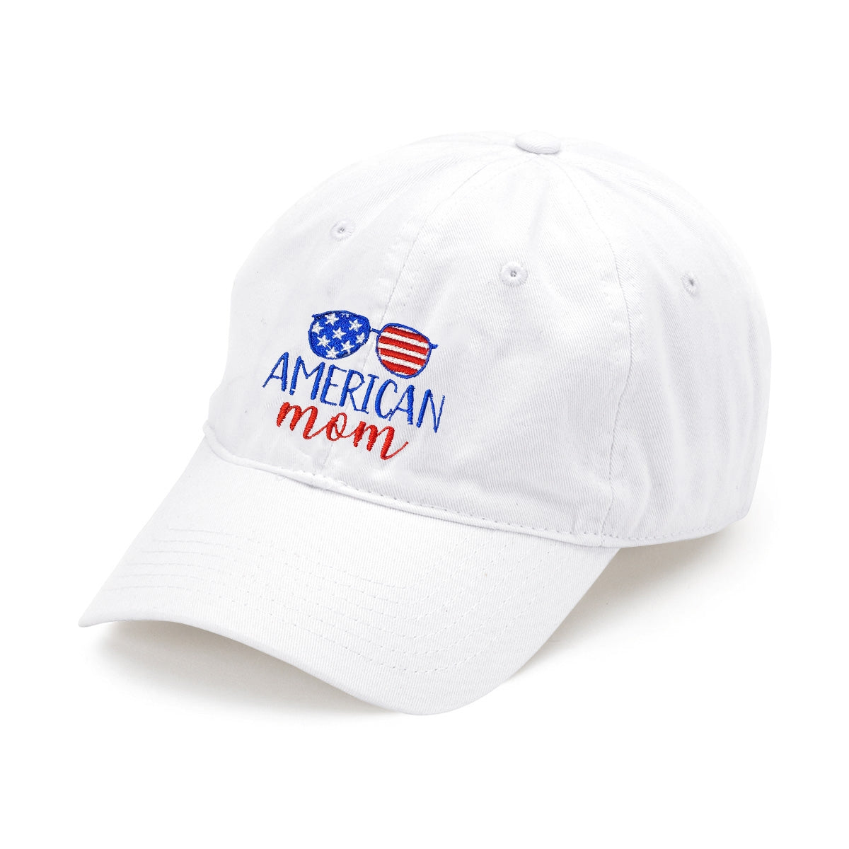 American Mom Embroidered White Cap