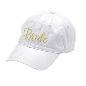 White Cap Embroidered BRIDE in Gold Thread