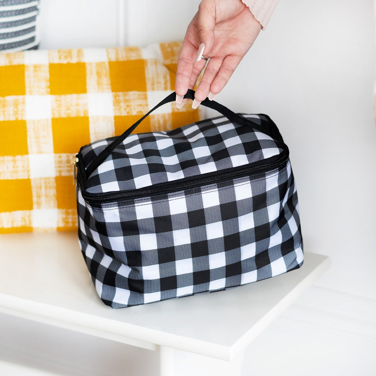 Black Buffalo Check Cosmetic Bag