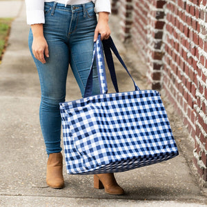 Navy Check Ultimate Tote