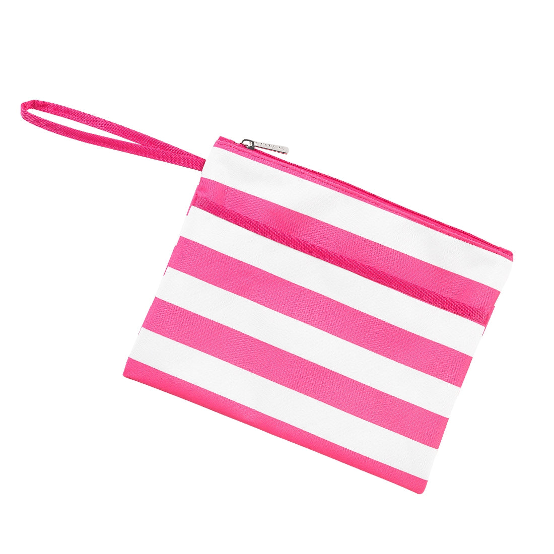 Hot Pink Stripe Zip Pouch Wristlet