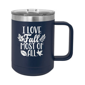 Love Fall Navy 15oz Insulated Mug