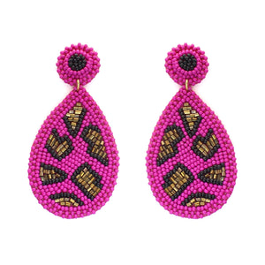Hot Pink Cami Leopard Earrings