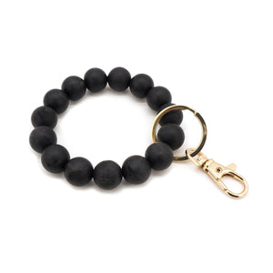 Black Beaded Keychain Bracelet